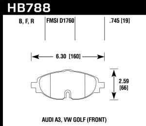 Volkswagen Golf Brake Pads - Front - Hawk Performance - HPS Street - `15-`17 Volkswagen Golf Brake Pads - Front - Hawk Performance - HPS Street - `15-`17